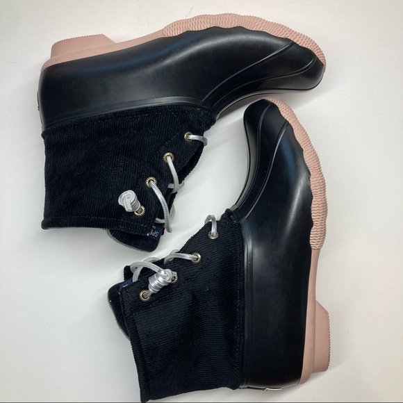 Sperry Black Corduroy with Pink Sole Duck Boot - Picture 5 of 8